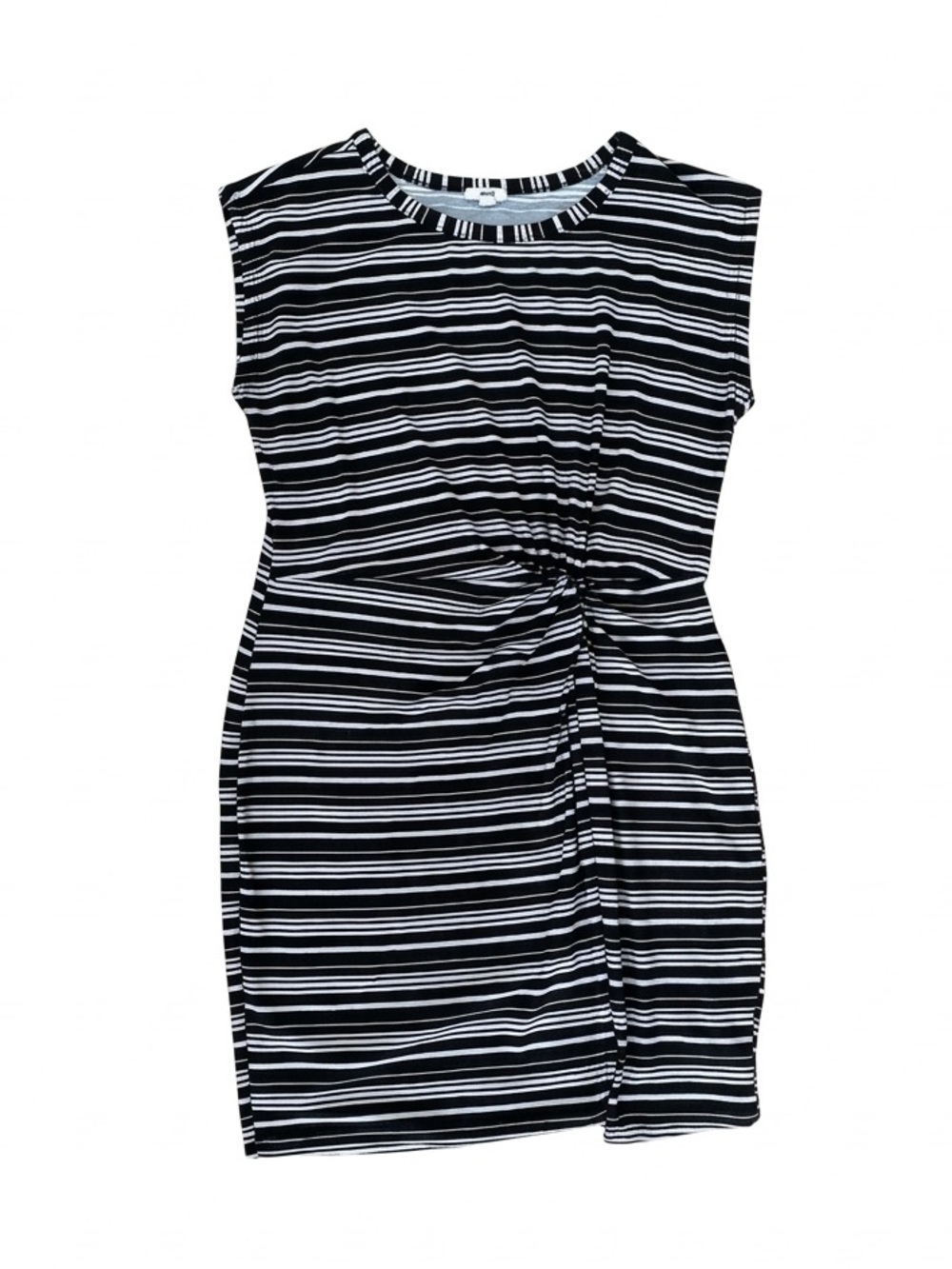 🔥 2/$15 Striped Black White Mini Dress Knot Twist Front Chic Minimalist Casual